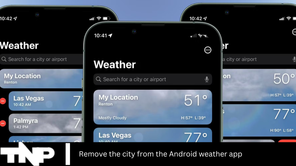 Remove the city from the Android weather app