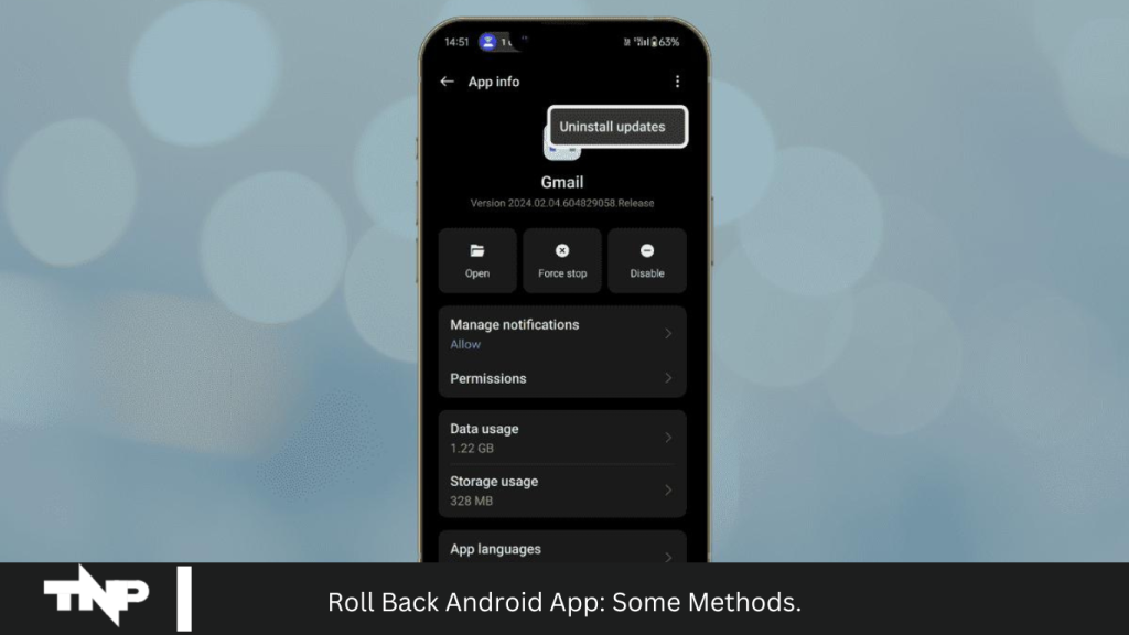 Roll Back Android App